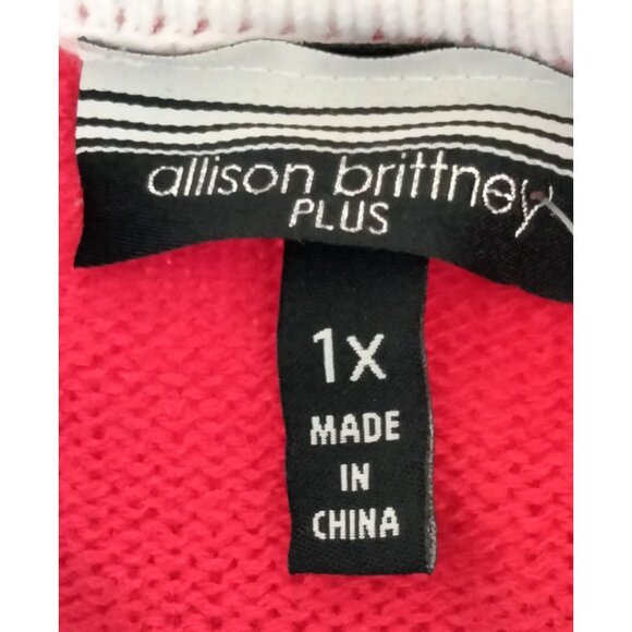 Allison Brittney Plus Size 1X Santa Red Knit Sweater Dress Christmas Holiday - Picture 6 of 10